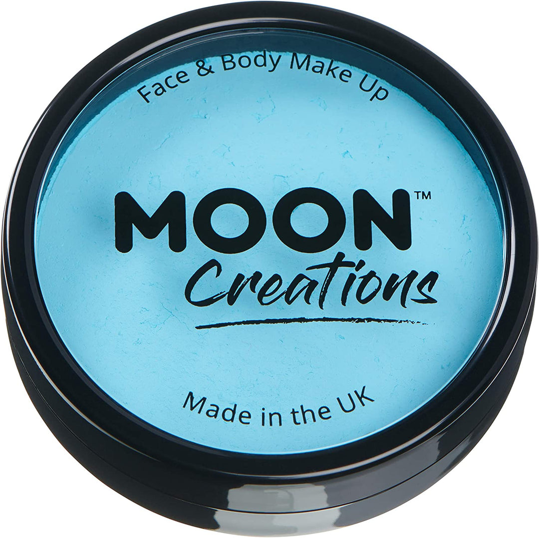 Pro Face & Body Paint Cake Pots by Moon Creations - Light Blue - Professional Water Based Face Paint Makeup for Adults, Kids - 36g