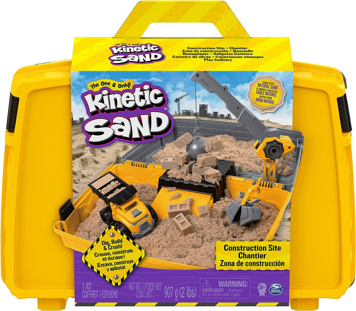 Kinetic Sand, Baustellen-Klappsandkasten-Spielset mit Fahrzeug und 907 g, f