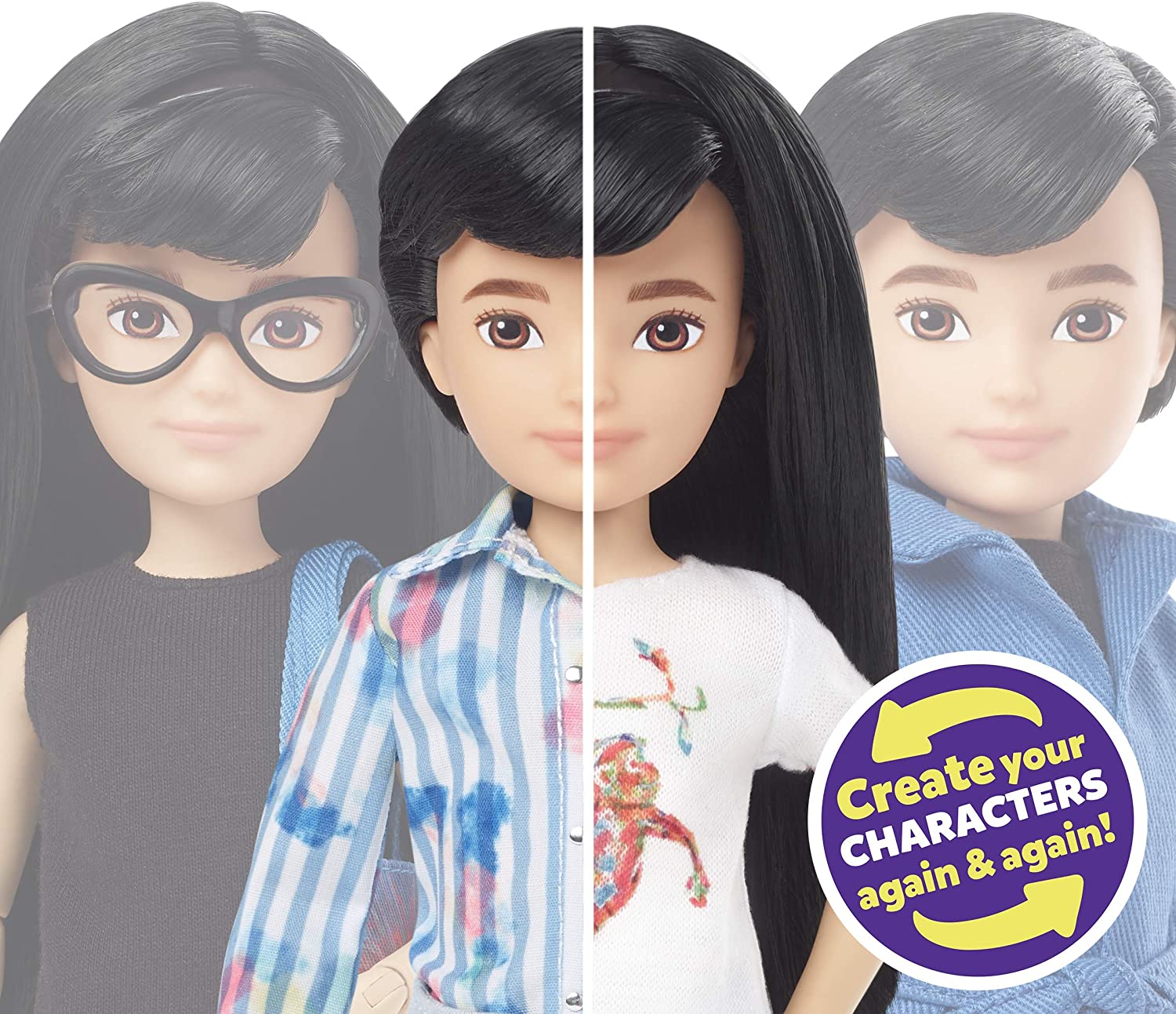 CREATABLE WORLD GGG54 Kit de personnage de luxe - Cheveux noirs et raides 5