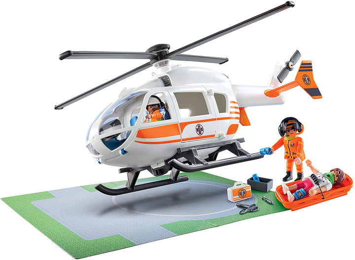 Playmobil 70048 City Life Hospital Helicóptero de emergencia con plataforma de aterrizaje