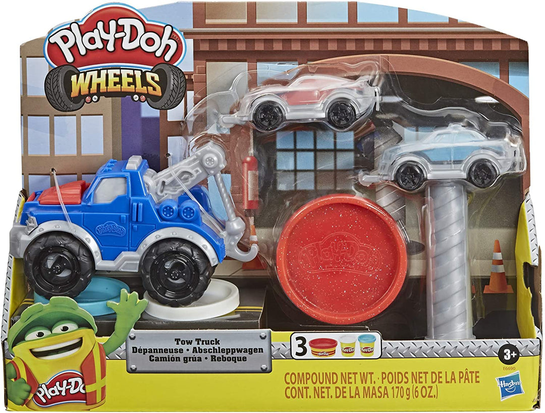 Play-Doh Wheels Tow Truck Toy for Children 3 Years and Up with 3 Non-Toxic Colours