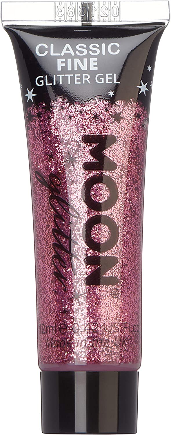 Classic Fine Face &amp; Body Glitter Gel von Moon Glitter – Pink – Kosmetische Festival-Glitzer-Gesichtsfarbe für Gesicht, Körper, Haare, Nägel – 12 ml