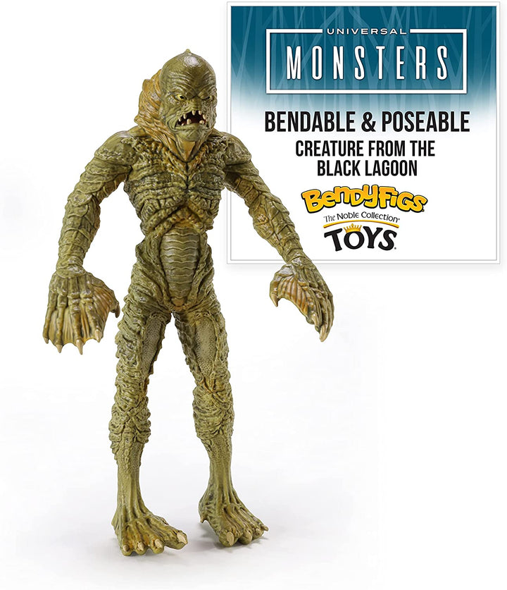 The Noble Collection Bendyfigs Creature From The Black Lagoon, offiziell lizenziertes 19 cm großes, biegsames Gill-Man-Spielzeug, bewegliche Sammelpuppenfiguren mit Ständer – für Kinder und Erwachsene