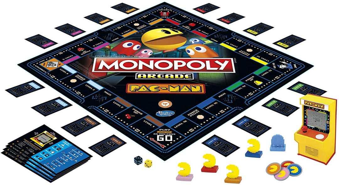 Monopoly Arcade Pac-Man-Spiel; Monopoly-Brettspiel für Kinder ab 8 Jahren; Beinhaltet Bank- und Arcade-Einheit