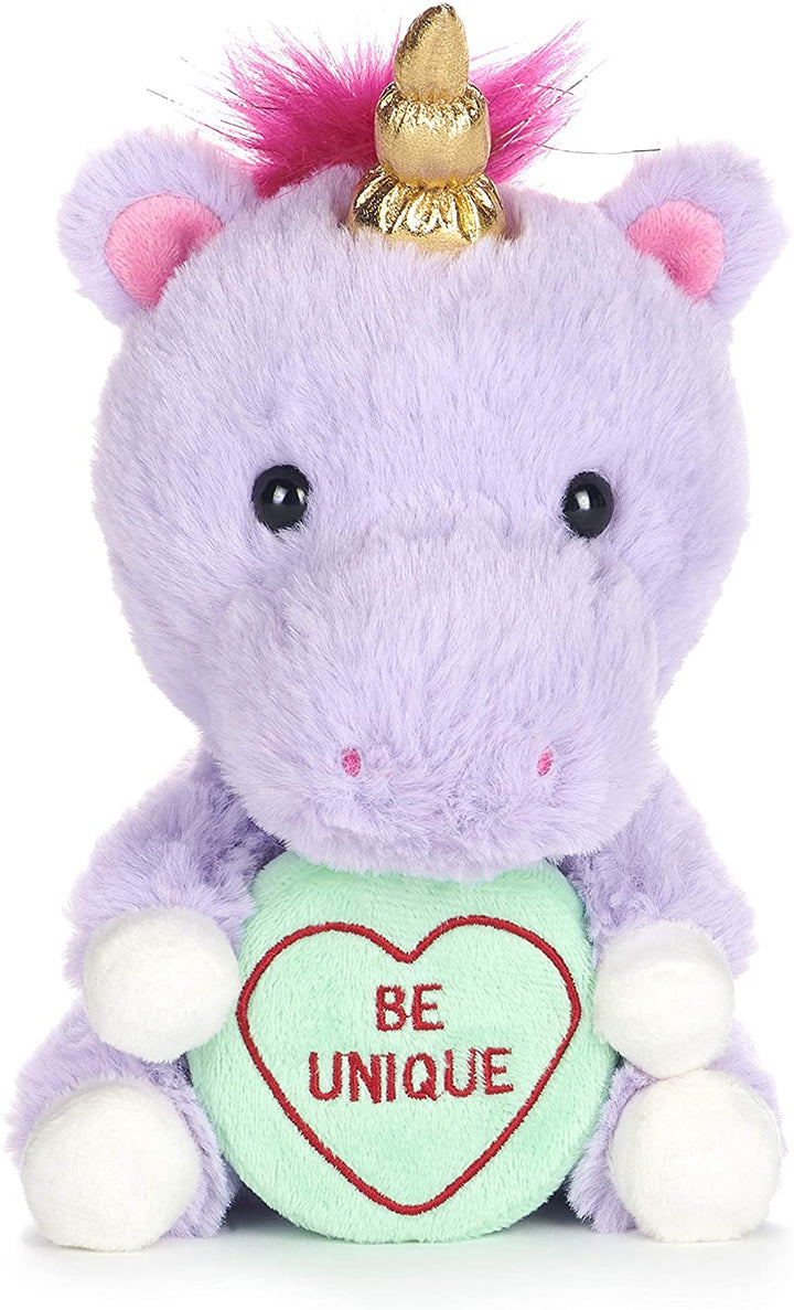 Posh Paws 37331 Swizzels Love Hearts 18cm (7&quot;) Unicorn Unique Message Soft Toy