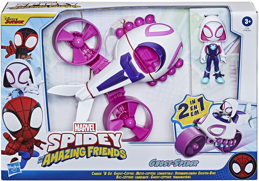 Hasbro Collectibles - Spidey y sus increíbles amigos 2 en 1 CopterCycle