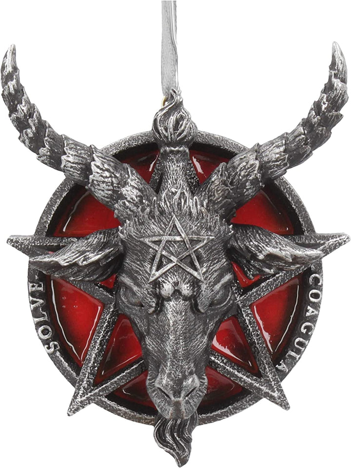 Nemesis Now Baphomet Head Red Pentagram Hanging Decorative Ornament 9.5cm, Resin
