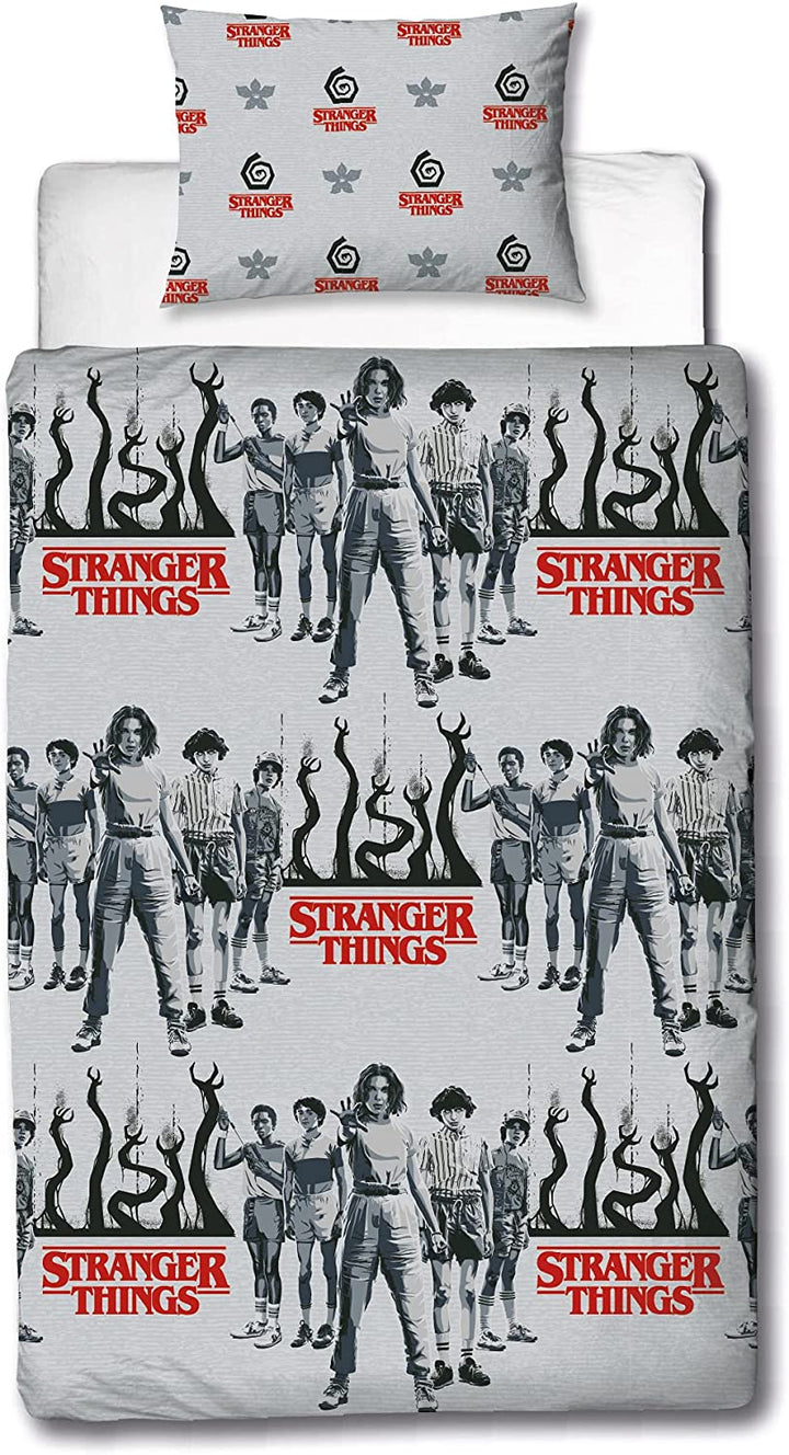 Offizieller Stranger Things Bettbezug Dark Side Design | Grau, beidseitig verwendbar