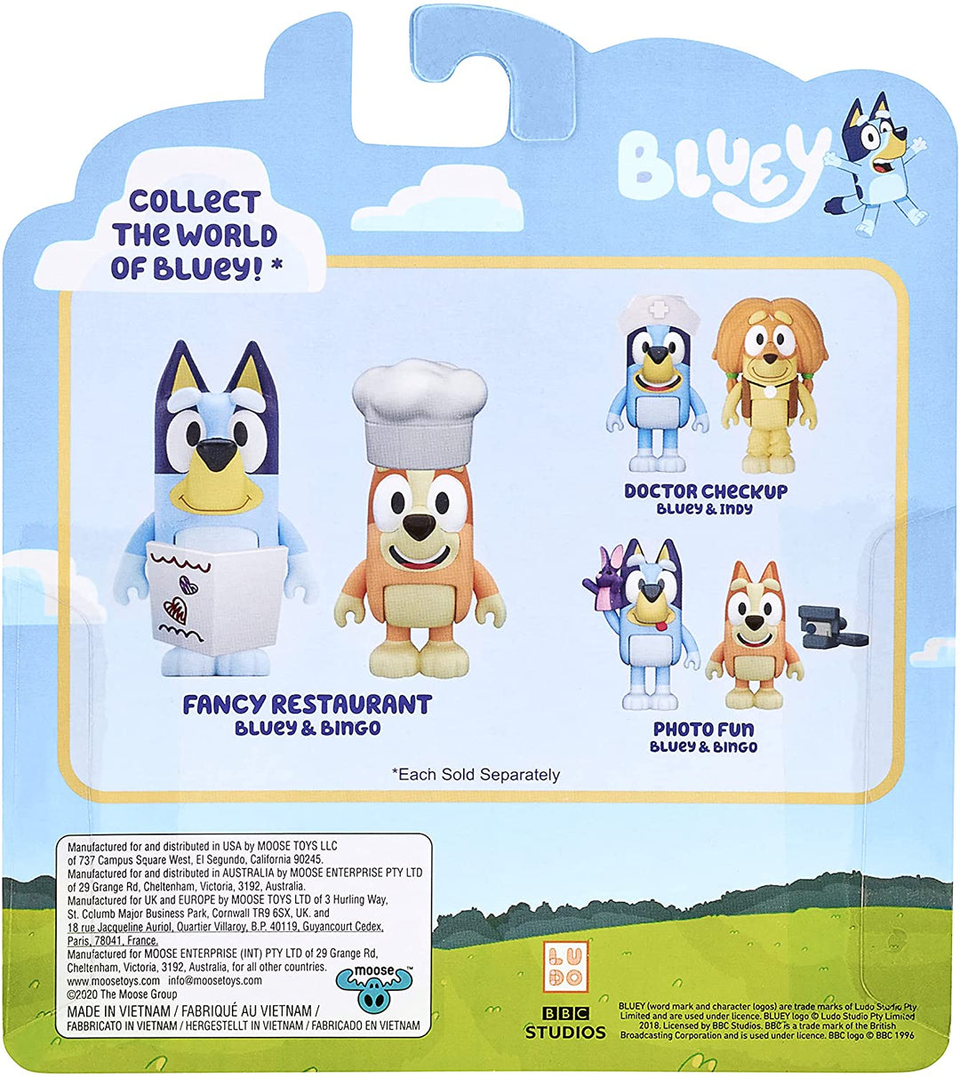 Bluey Fancy Restaurant-Figuren im 2er-Pack, bewegliche 2,5-Zoll-Figuren mit Zubehör