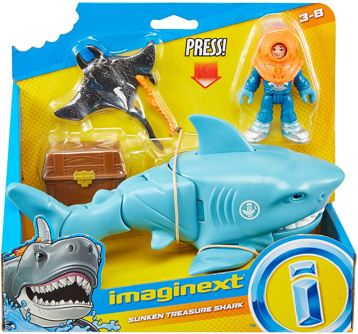 Imaginext Fisher Price Mega Bite Shark, set di figure con movimento realistico per 3-8 anni-multicolore