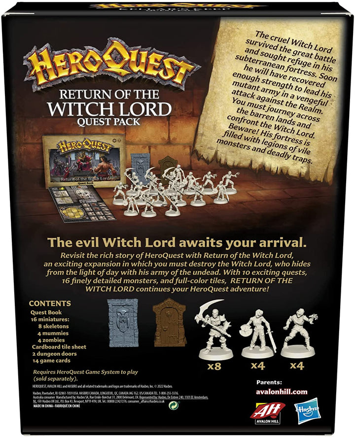 Avalon Hill HeroQuest Return of the Witch Lord Quest Pack, for Ages 14 and Up, R