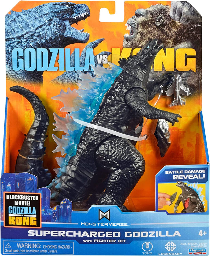 MonsterVerse Godzilla vs Kong 6" Supercharged Godzilla w/ Fighter Jet,Multicolor