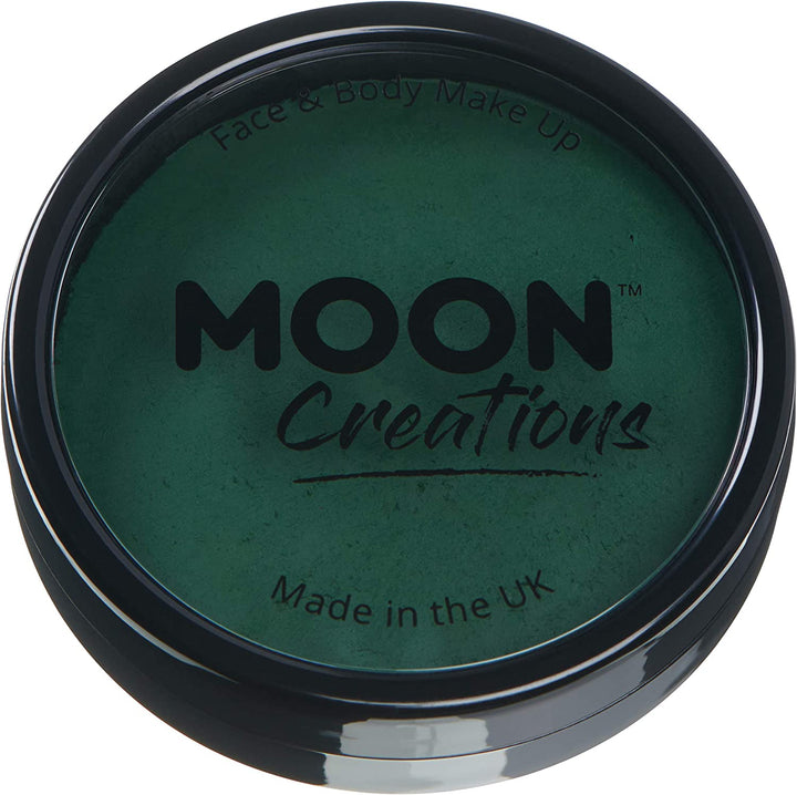 Pro Face & Body Paint Cake Pots by Moon Creations - Dark Green - Professional Water Based Face Paint Makeup for Adults, Kids - 36g