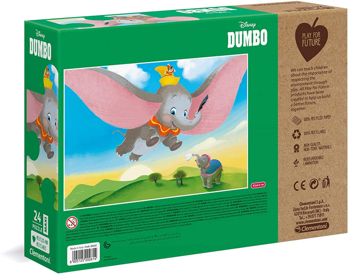 Clementoni – 20261 – Disney Dumbo – 24 Maxi-Teile – hergestellt in Italien – 100 % recycelt