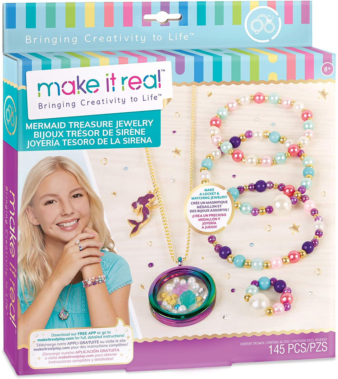 Make It Real Mermaid Treasure Jewelry Kit de fabricación de joyas con temática de sirena Diy