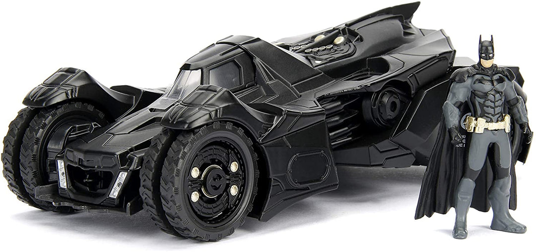 Jada Toys 253215004 Arkham Knight Batmobil, Maßstab 1:24, Druckguss, Türen zum Öffnen, inklusive Batman-Figur, Schwarz, Einheitsgröße
