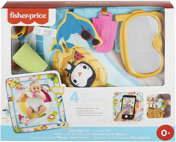 Fisher-Price Fun Activity Mat Swimming Pool, Baby Activity Mat with Removable Toys