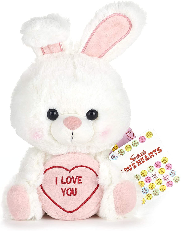 Posh Paws 37328 Lapin Swizzels Hearts 18 cm (7&quot;) - Peluche Message Je t&#39;aime, rose et blanc