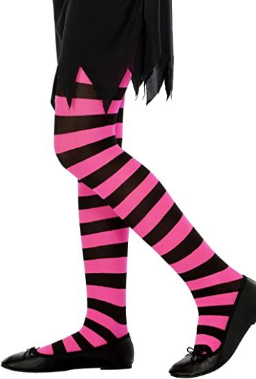Smiffys rosa und schwarz gestreifte Mädchenstrumpfhose