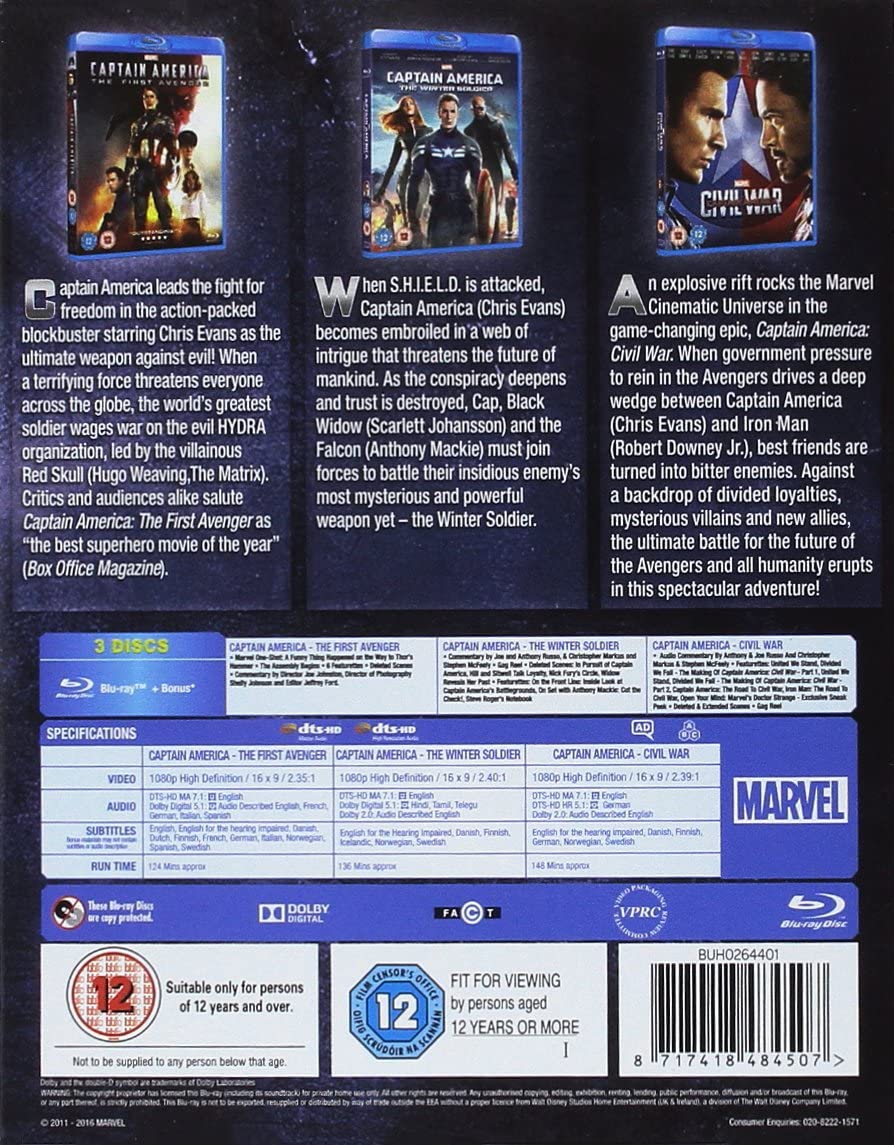 Captain America 1-3 - Action/Adventure [Blu-ray]