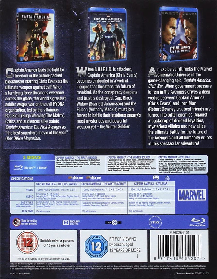 Captain America 1-3 - Action/Adventure [Blu-ray]