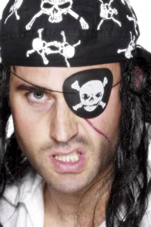 Smiffys Piraten-Augenklappe mit Totenkopf und gekreuzten Knochen