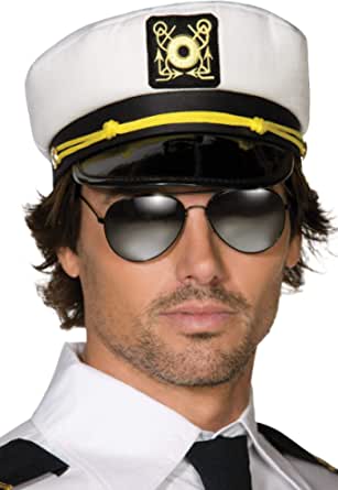 Smiffys Captains Cap in tessuto con picco in PVC