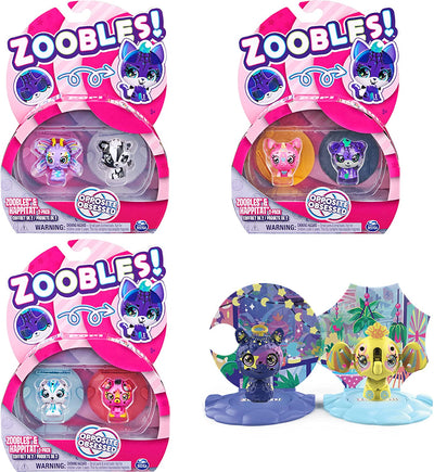 Zoobles Opposite Obsessed 2-Pack Transforming Collectible Figures and Happitat Accessories