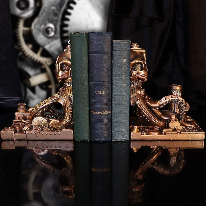 Bronze Steampunk Octonium Bookends Mechanical Octopus Shelf Ends