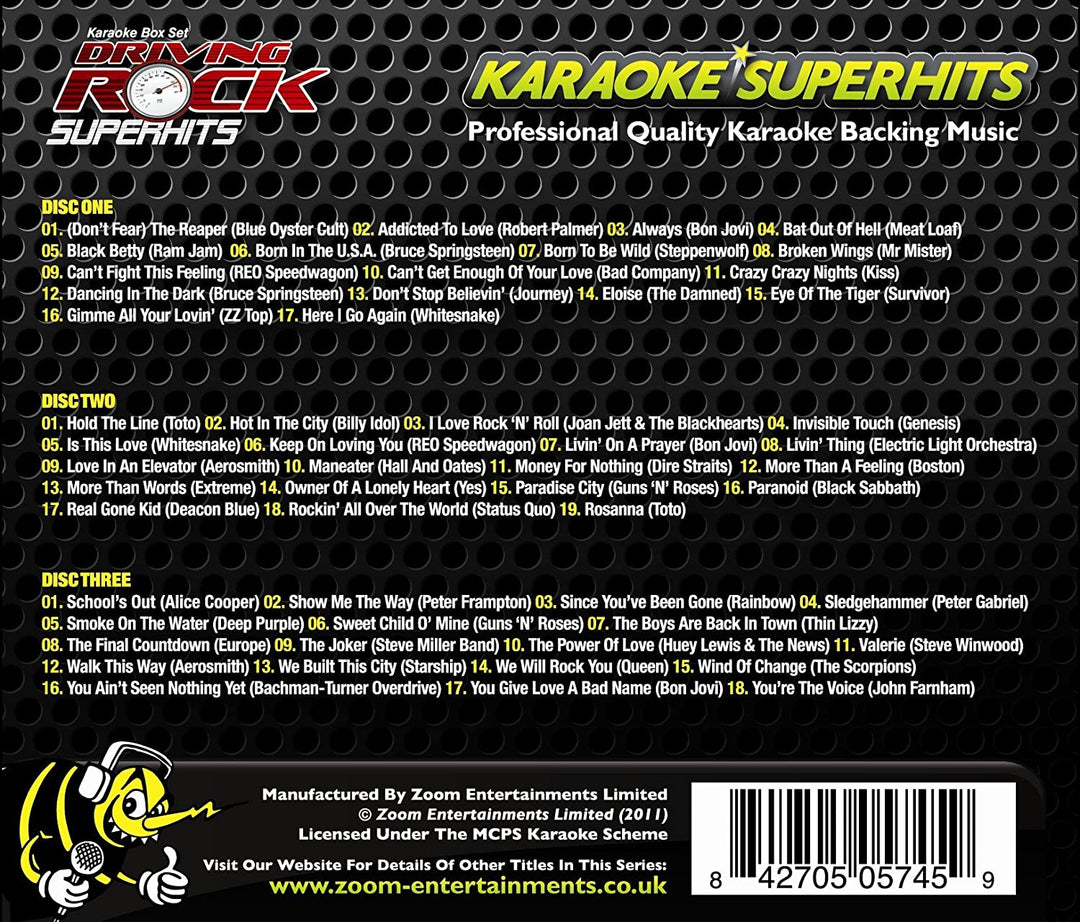 Zoom Karaoke p- Zoom Karaoke CD+G – Driving Rock Superhits – Triple CD+G Karaoke Pack [Audio-CD]