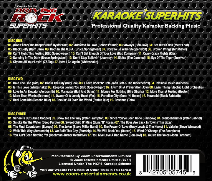 Zoom Karaoke p- Zoom Karaoke CD+G – Driving Rock Superhits – Triple CD+G Karaoke Pack [Audio-CD]