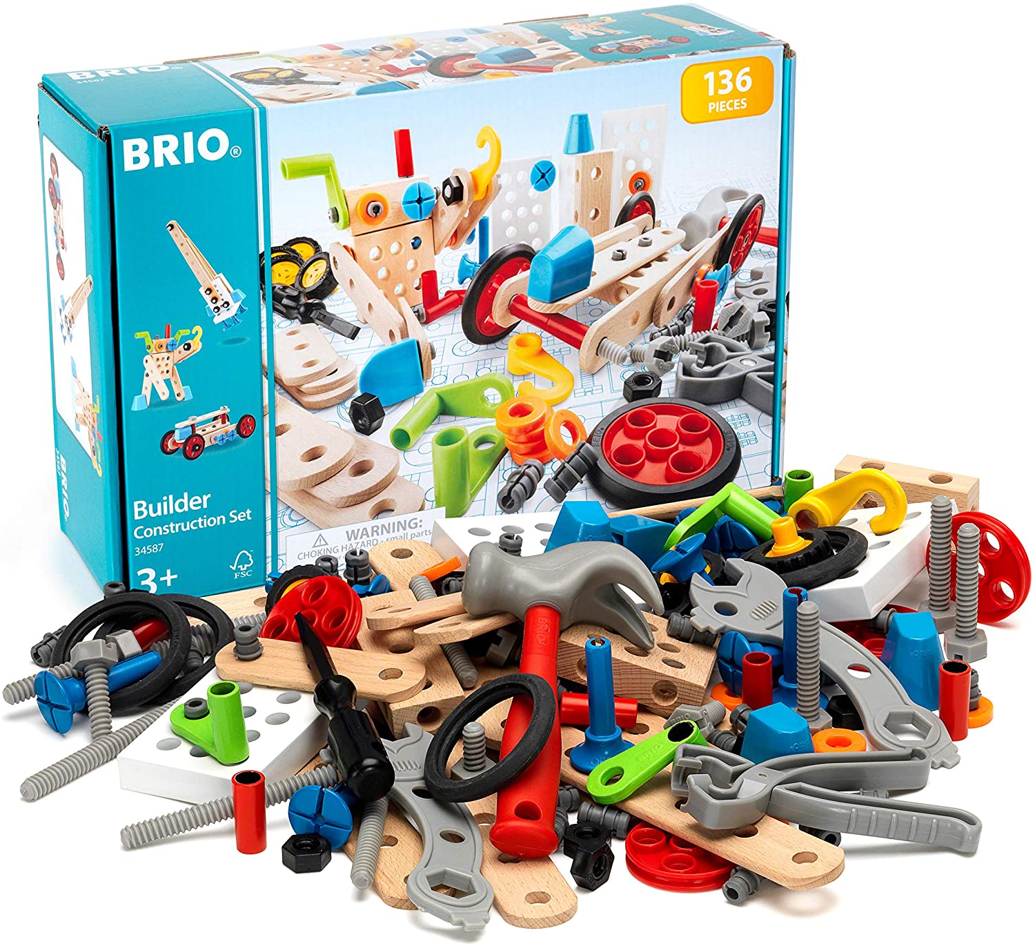 BRIO Builder Baukasten, 135-teiliges STEM-Bauspielzeug für Kinder