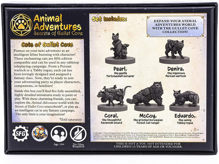 Animal Adventures: Secrets of Gullet Cove – Cats of Gullet Cove, RPG-Miniaturen für Rollenspiele, bereit zum Malen oder Spielen, kompatibel mit der 5e Dungeon Crawl-Kampagne