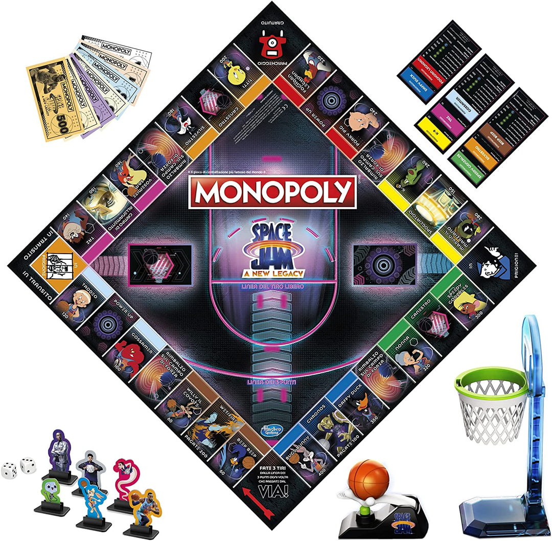 Monopoly: Space Jam: A New Legacy Edition Family Board Game, LeBron James Space Jam 2 Game, for Children Aged 8 and Up, Multicolor