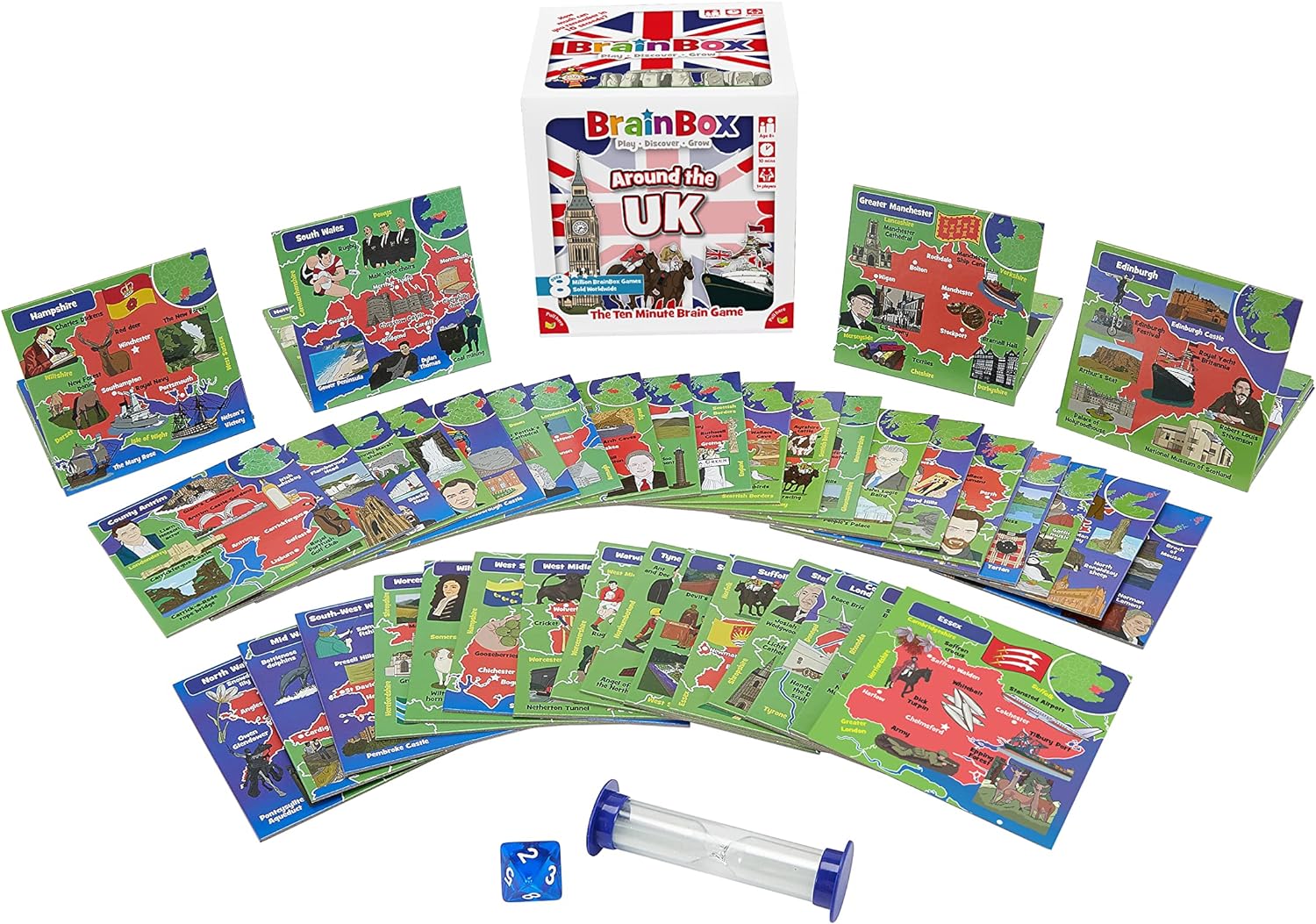 Brainbox Around The UK Card Game - 55 Cards, 440 Questions, Ages 8+ 3