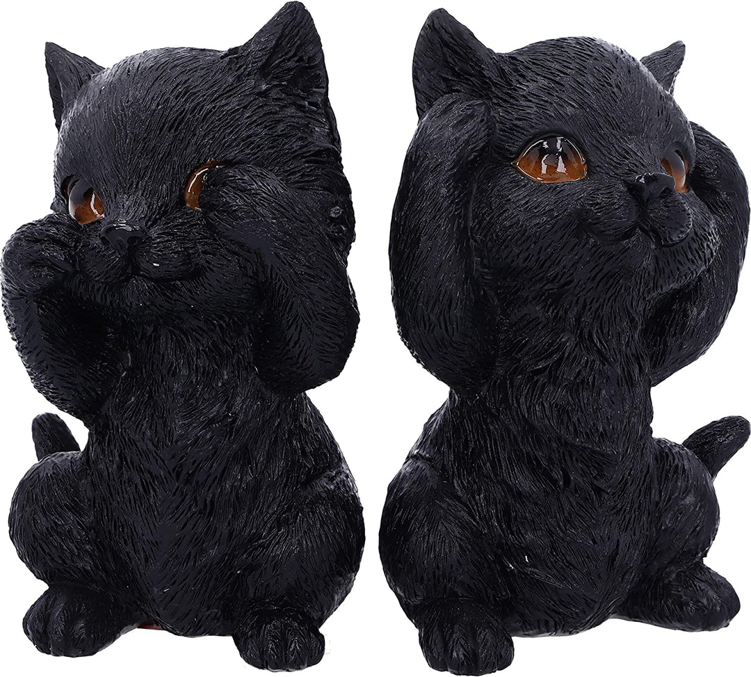 Nemesis Now Three Wise Kitties Sehen Sie nicht, hören Sie nicht, sprechen Sie nichts Böses. Vertraute schwarze Katzen