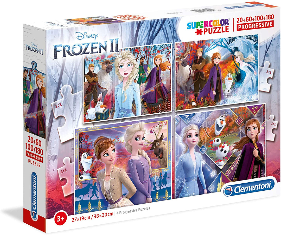 Clementoni - 21411 - Juego de rompecabezas - Disney Frozen 2 - 20 + 60 + 80 + 180 piezas - Made in Italy