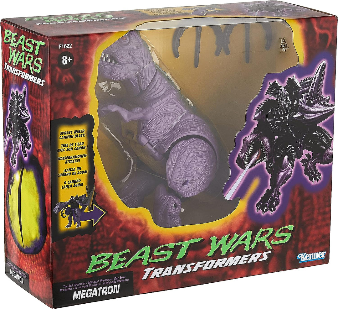 Transformers Vintage Beast Wars Predacon Megatron Action Figure - Retro Packaging & Water-Squirting T. rex Mode for Ages 8+