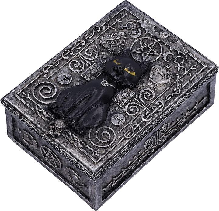 Nemesis Now Familiar Spell Black Cat Sigil Schmuckkästchen 13,7 cm, Silber
