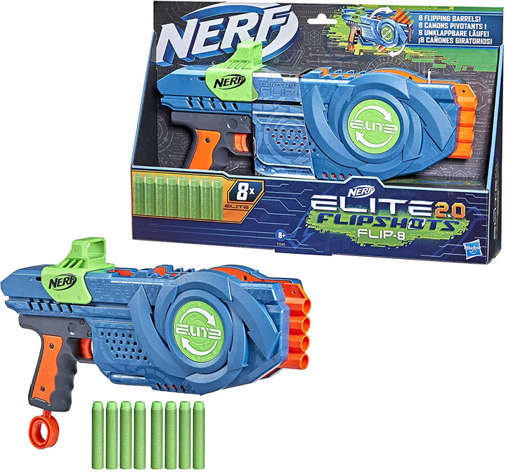 Nerf Elite 2.0 Flipshots Flip-8 Blaster, 8 Dartfässer zum Verdoppeln Ihres Blas