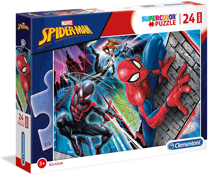 Clementoni 24497 Clementoni-24497-Supercolor Puzzle-Spiderman-24 Maxi-Teile, mehrfarbig