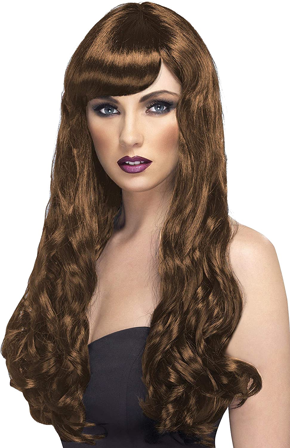 Smiffy's Long Curly Desire Wig, Brown