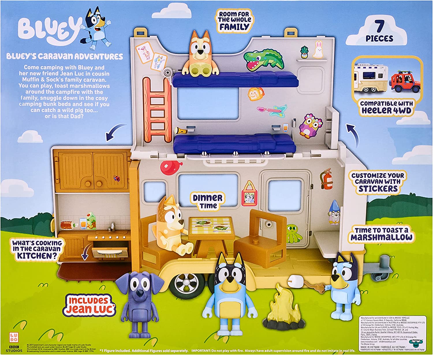 Bluey's Caravan Adventures Spielset – Verwandelbares Spielset mit Figur und Zubehör 4