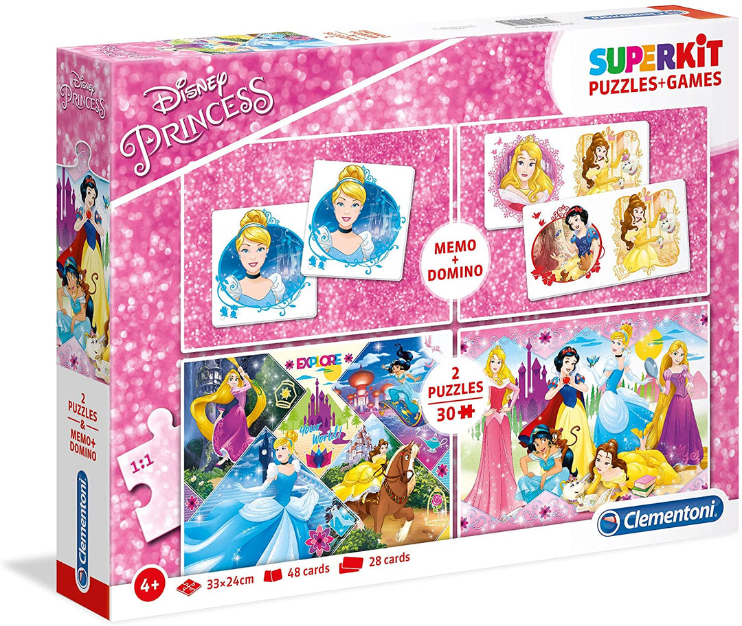 Clementoni – 20208 – Superkit – Prinzessin – Made in Italy – Puzzle für Kinder ab 4 Jahren, Domino und Memory-Spiel