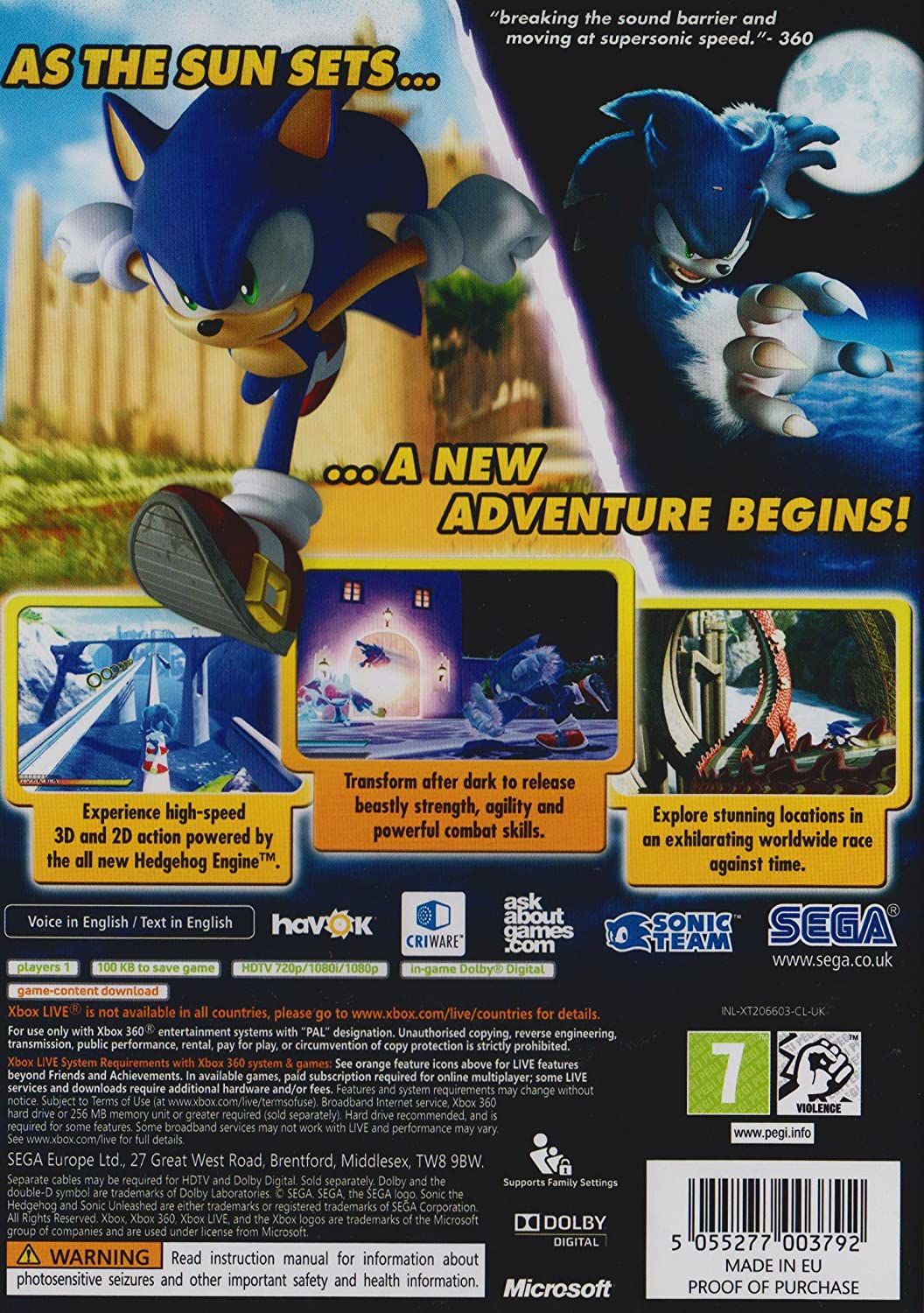 Sonic Unleashed Classics-Edition (Xbox 360)