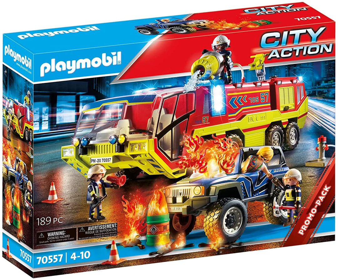 Playmobil 70557 City Action Fire Engine with Truck, Incl. Light and Sound Effects