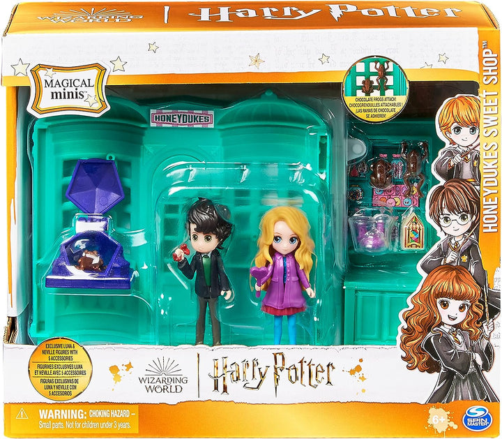 Wizarding World Harry Potter, Magical Minis Honeydukes Sweet Shop with 2 Exclusive Figures and 5 Accessories