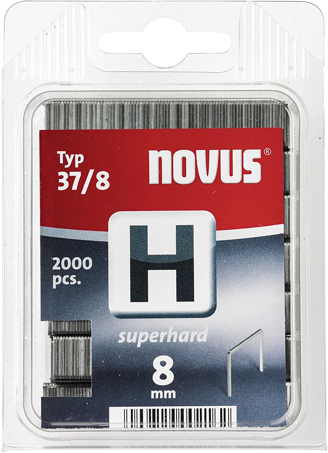 Novus 042-0370 Feindrahtklammern H Typ 37/8 superhart Klammer H 37 8 mm 2000 Stück, 2000 STK