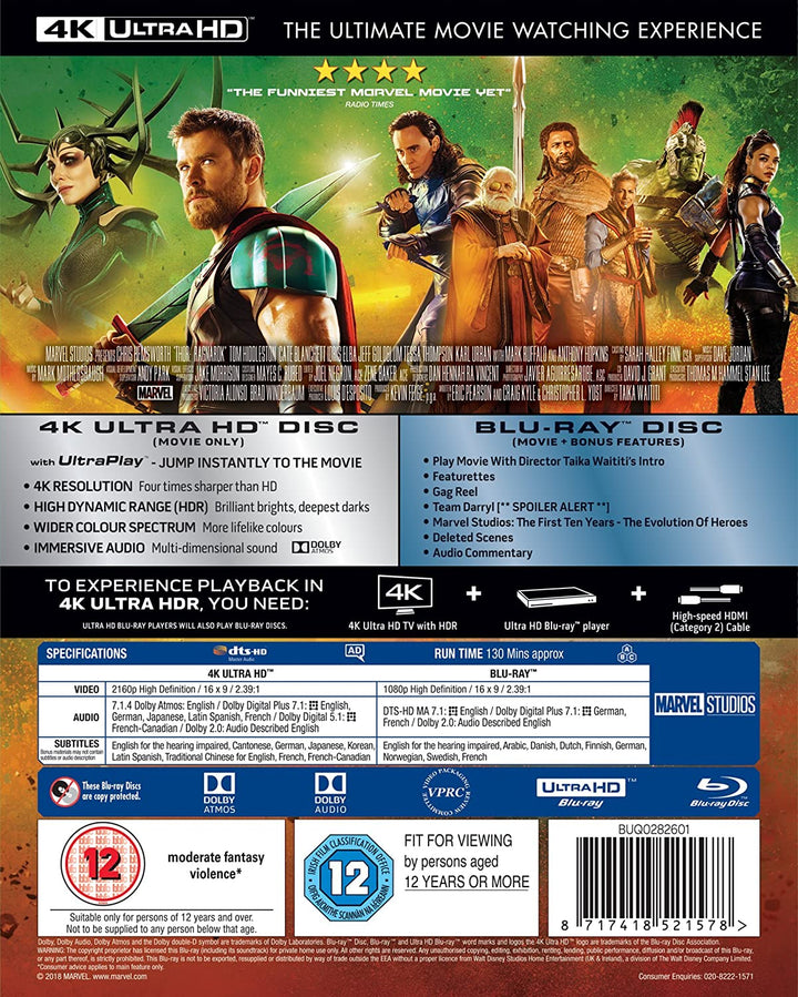 Thor Ragnarok - Action/Fantasy [Blu-Ray]