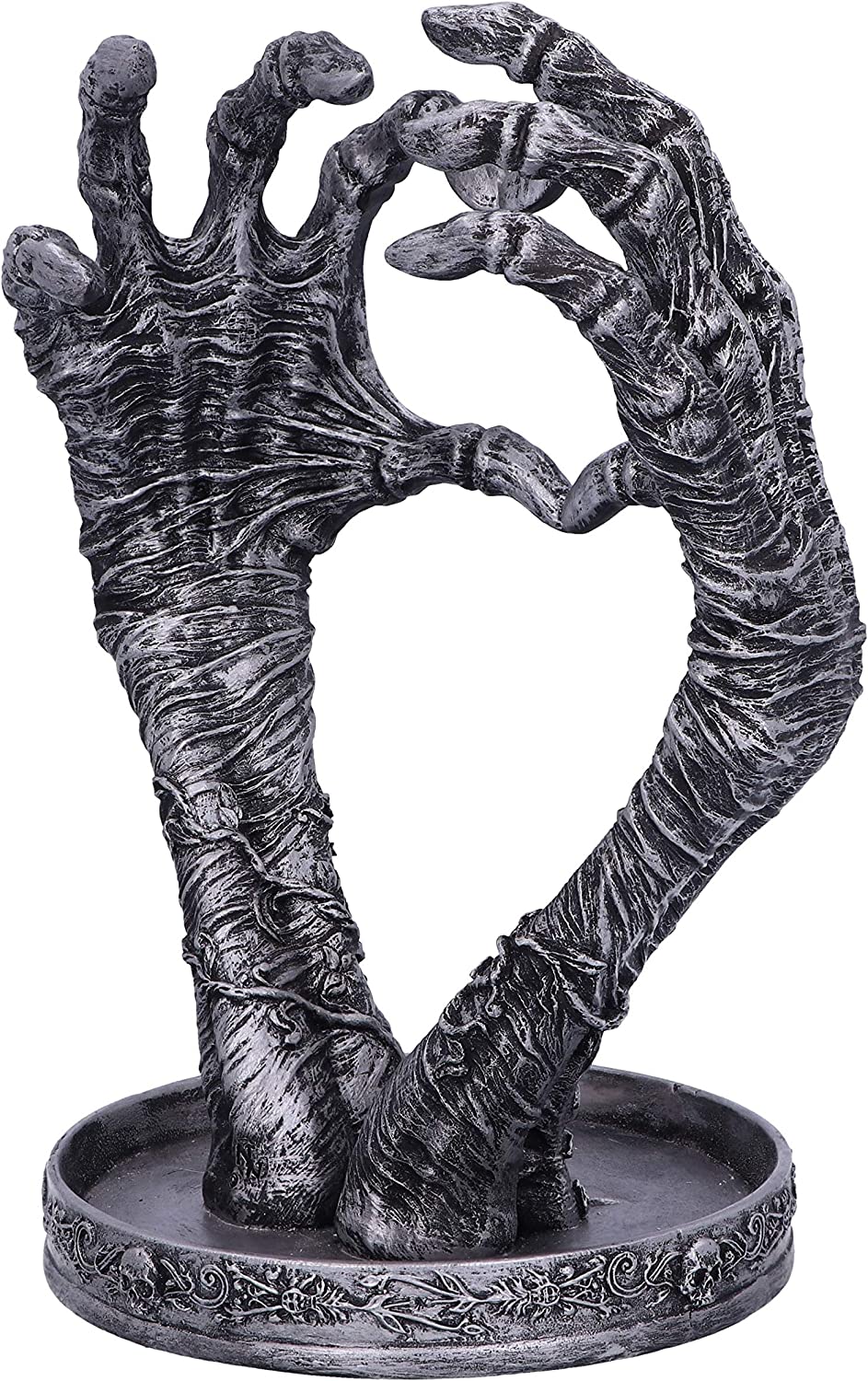 Nemesis Now Gothic Mumified Love Heart Hands Schmuckschalenhalter, Silber, 22c